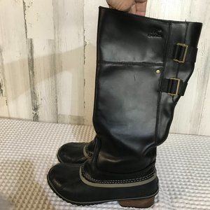 Sorel Women's Black Leather/Rubber Snow Boots